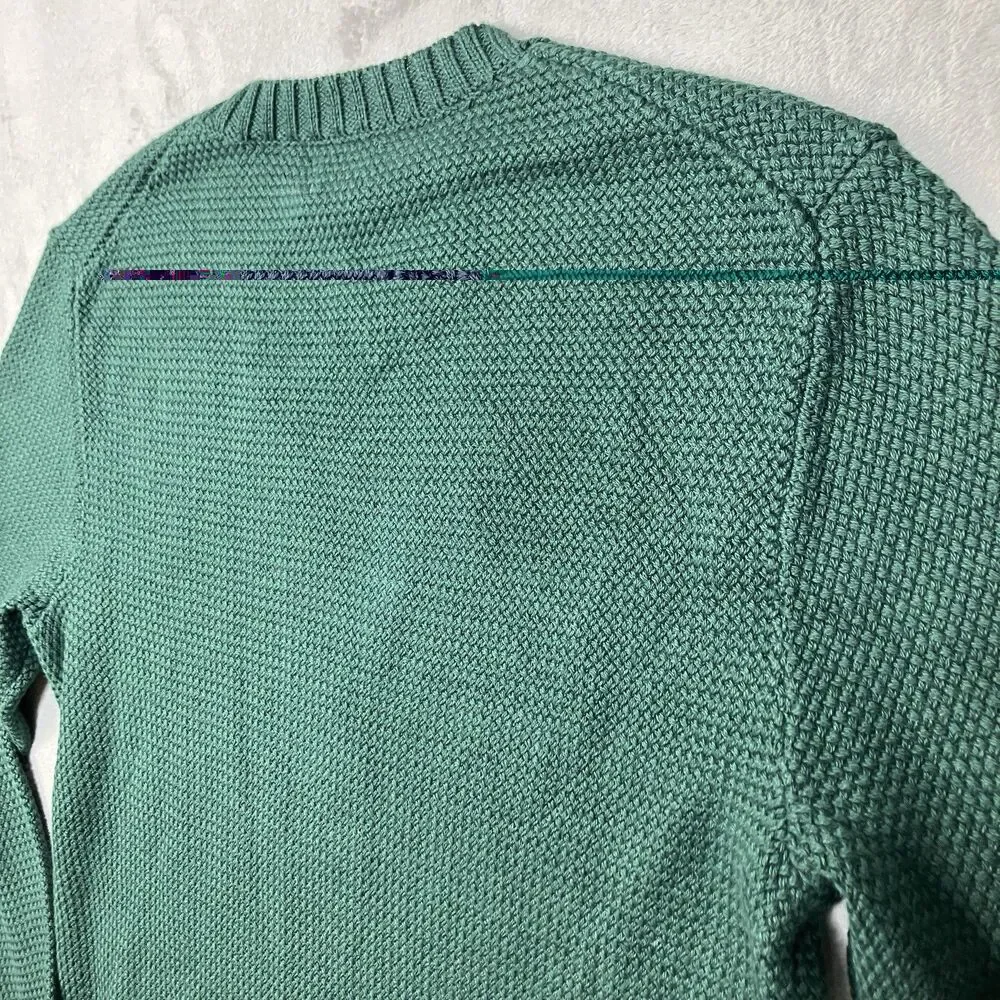 J Crew Sweater Mens S Green Crewneck Premium Basket-stitch Cotton Smart Casual